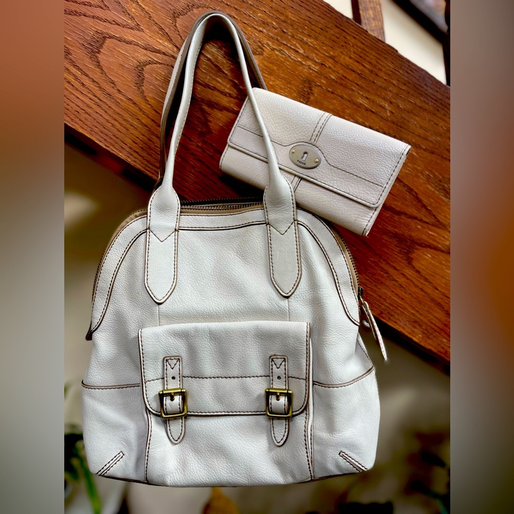 Authentic leather,  Fossil purse, and matching wallet.